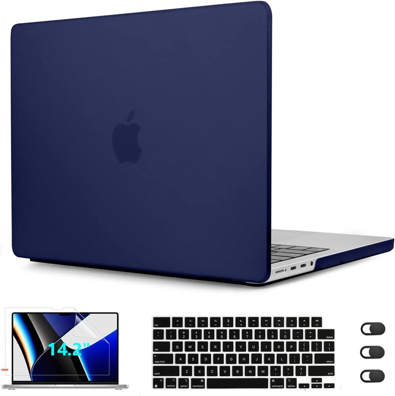 CISSOOK غطاء أزرق بحري لجهاز MacBook Air 13 M1 مع شاشة Retina وTouch ID، غطاء صلب أزرق داكن مع غطاء لوحة مفاتيح + واقي شاشة لجهاز Air 13 M1 A2337 A2179 A1932 موديل 2018-2021 - Image 1